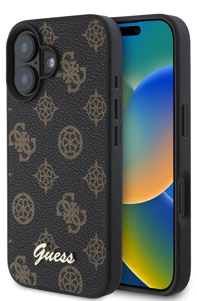 Guess GUHMP16MPGPYSK iPhone 16 Plus 6,7" schwarz/schwarz Hardcase PolyurethanPeony Script MagSafe Schutzhülle
