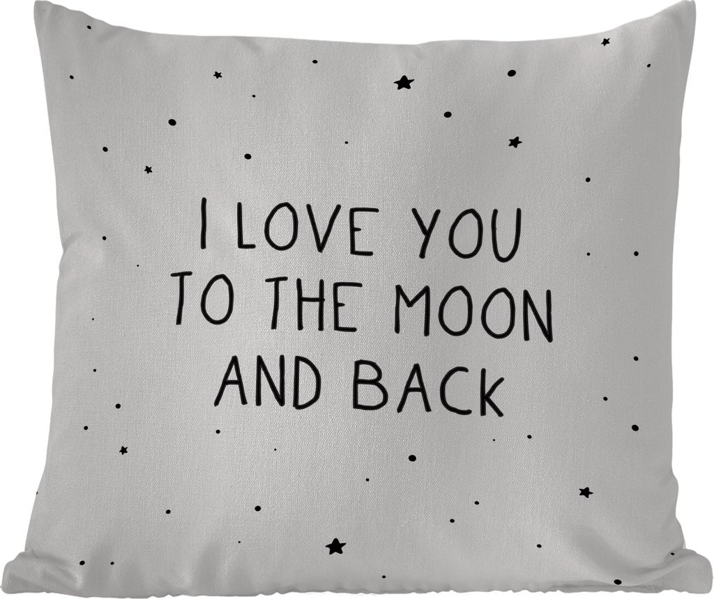 MuchoWow Outdoor Kissen - Zitate - Ich liebe dich bis zum Mond und zurück - Baby - Liebe - Sprichwörter - 60x60 cm - Wetterfest - Lounge Kissen...