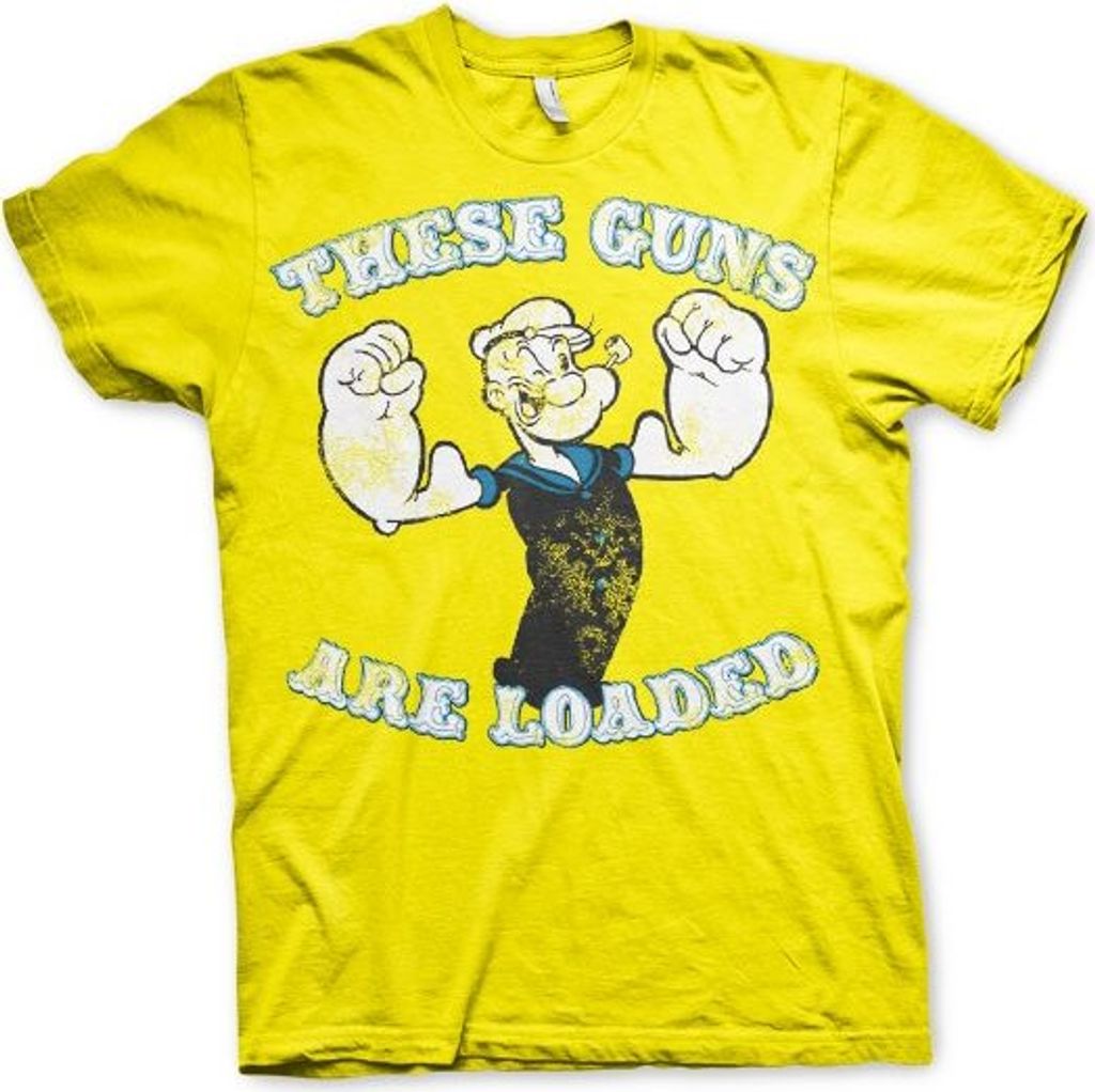 Popeye - These Guns Are Loaded T-Shirt - Medium - Yellow