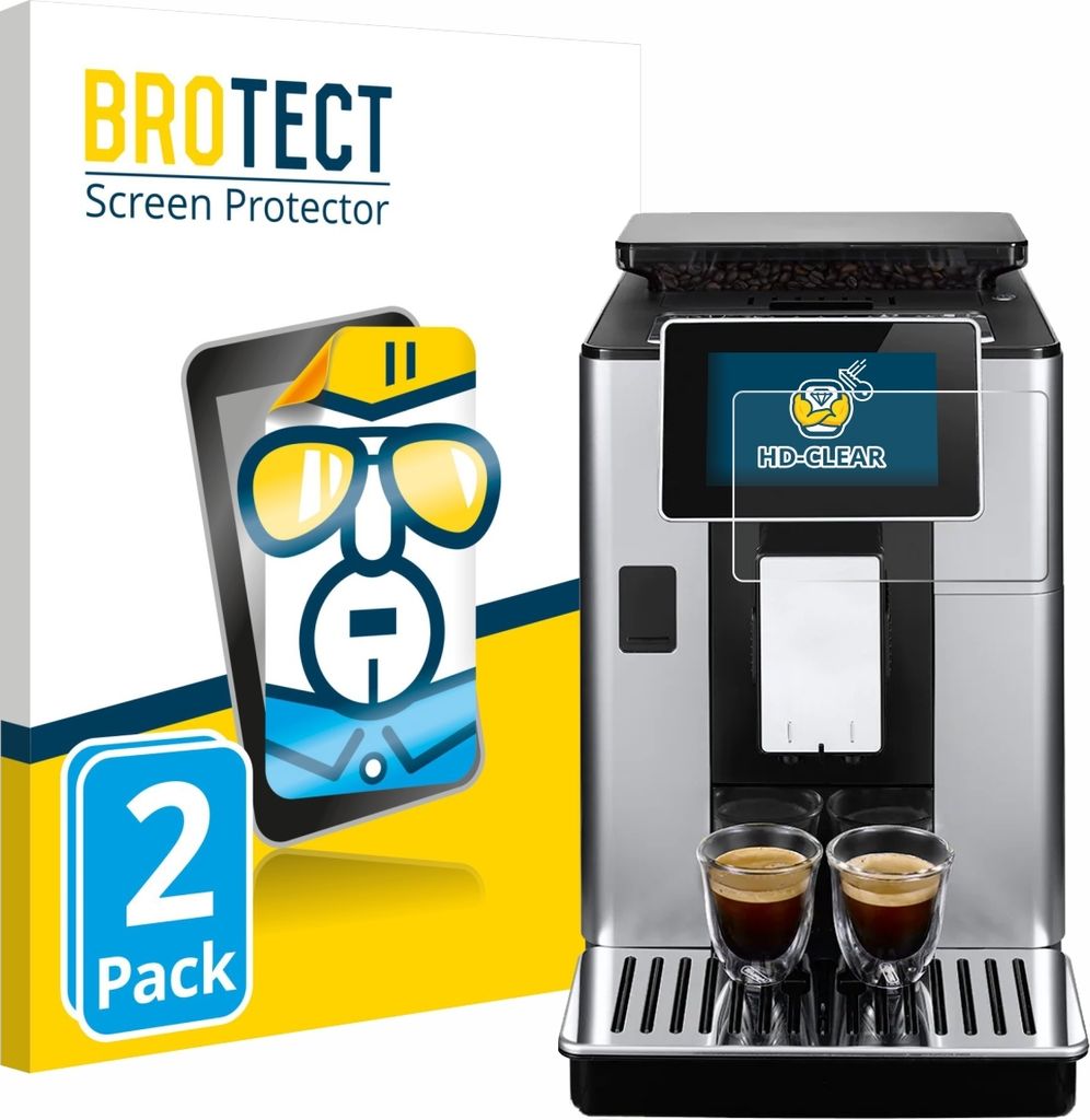 2x Für DeLonghi PrimaDonna Soul ECAM612.55.SB Schutzfolie BROTECT Displayschutz Display Schutz Folie Klar Transparent