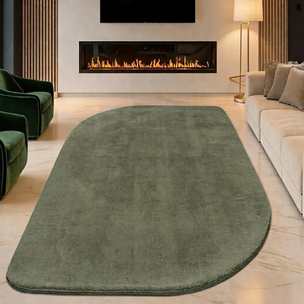 Tapis Vert Forêt Doux et Moelleux en Forme Libre - Qualité Premium 160x220