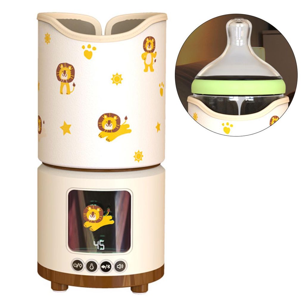 Mobiler Milchwärmer für Babys, Tragbarer Flaschenwärmer mit 4 Stufen, LCD-Display, Bluetooth & Weißes Rauschen, 5800 mAh