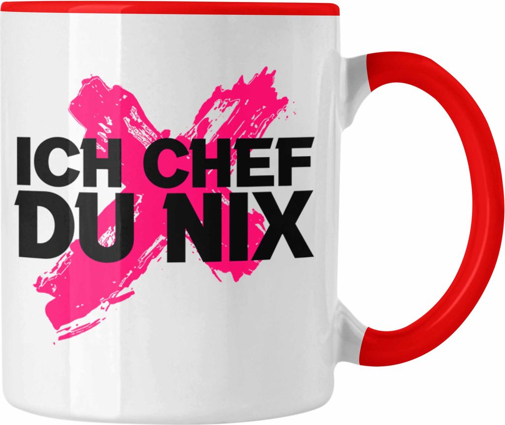 Trendation - Ich Chef Du Nix Tasse Geschenk Von Team Bester Chef Geschenkidee Lustiger Spruch Schaf Tasse (Rot)