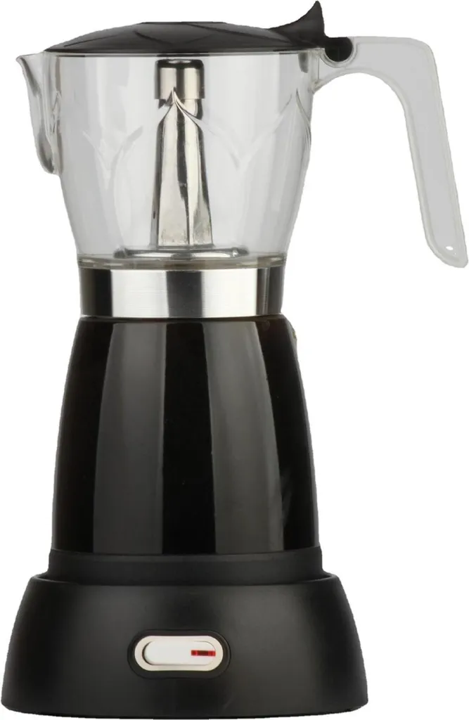 Zimilo Elektrische Espressokocher 300ml Aluminium, Sichtfenster, italienische Mokkakanne, Schwarz, 220V/450W, Kaffeeautomat, abnehmbarer Sockel