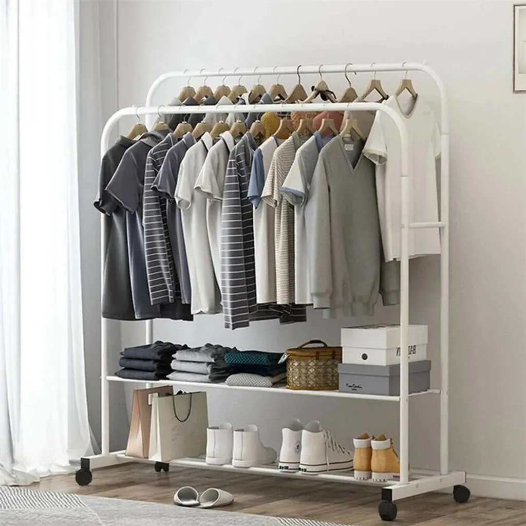 Stender Doppio Professionale in Metallo Bianco per Esposizione Abiti