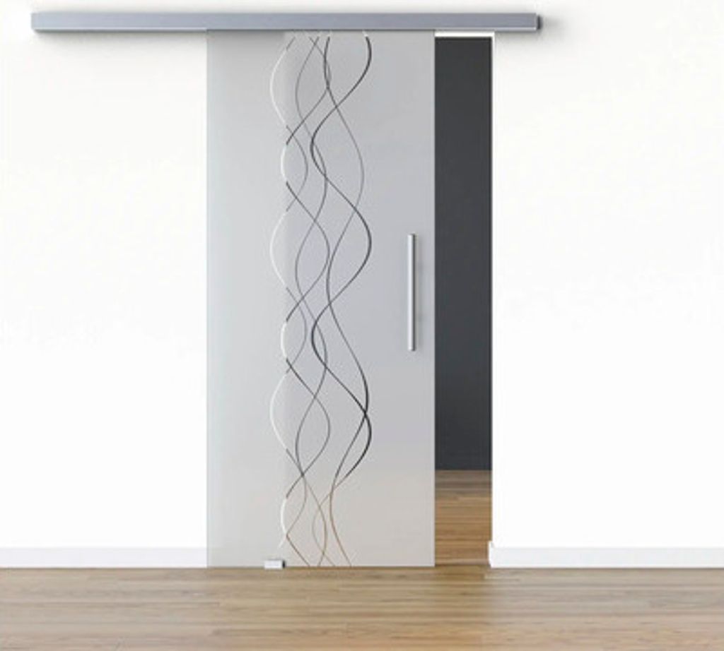 Pertura Glasschiebetür Komplettset Glera Curl 02 775x2050 mm Links inkl.Beschlag Selir Aluminium Edelstahloptik,Stangeng
