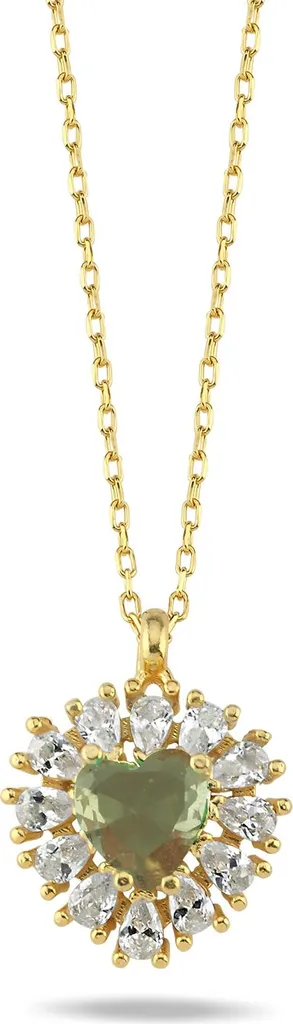 Pendentif cœur zultanite et collier femme en argent massif doré 925