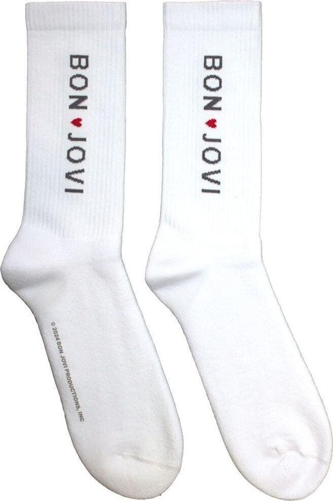 Bon Jovi Heart White 40-45 Socken