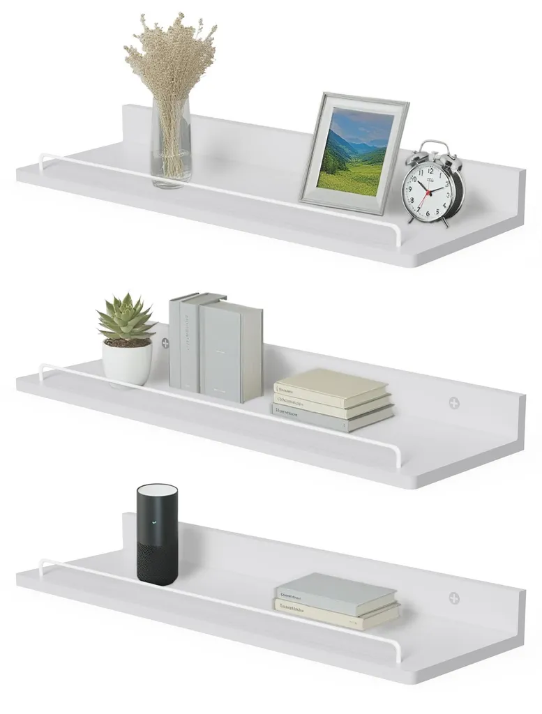 Bibliothèque murale blanche lot de 3 étagères de 40cm pour rangement cuisine