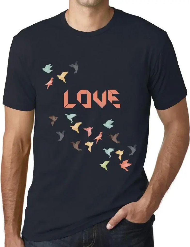 Herren Grafik T-Shirt Origami Love Öko-Verantwortlich Vintage Jahrgang Kurzarm Lustige Druck Geburtstag Geschenk Mann