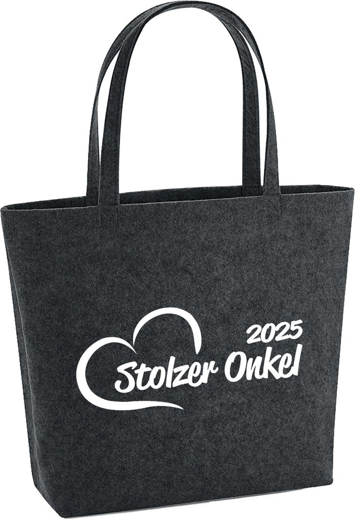 Huuraa Filzshopper Stolzer Onkel 2025 Herz 22 Liter Charcoal Melange Filztasche Geschenkidee