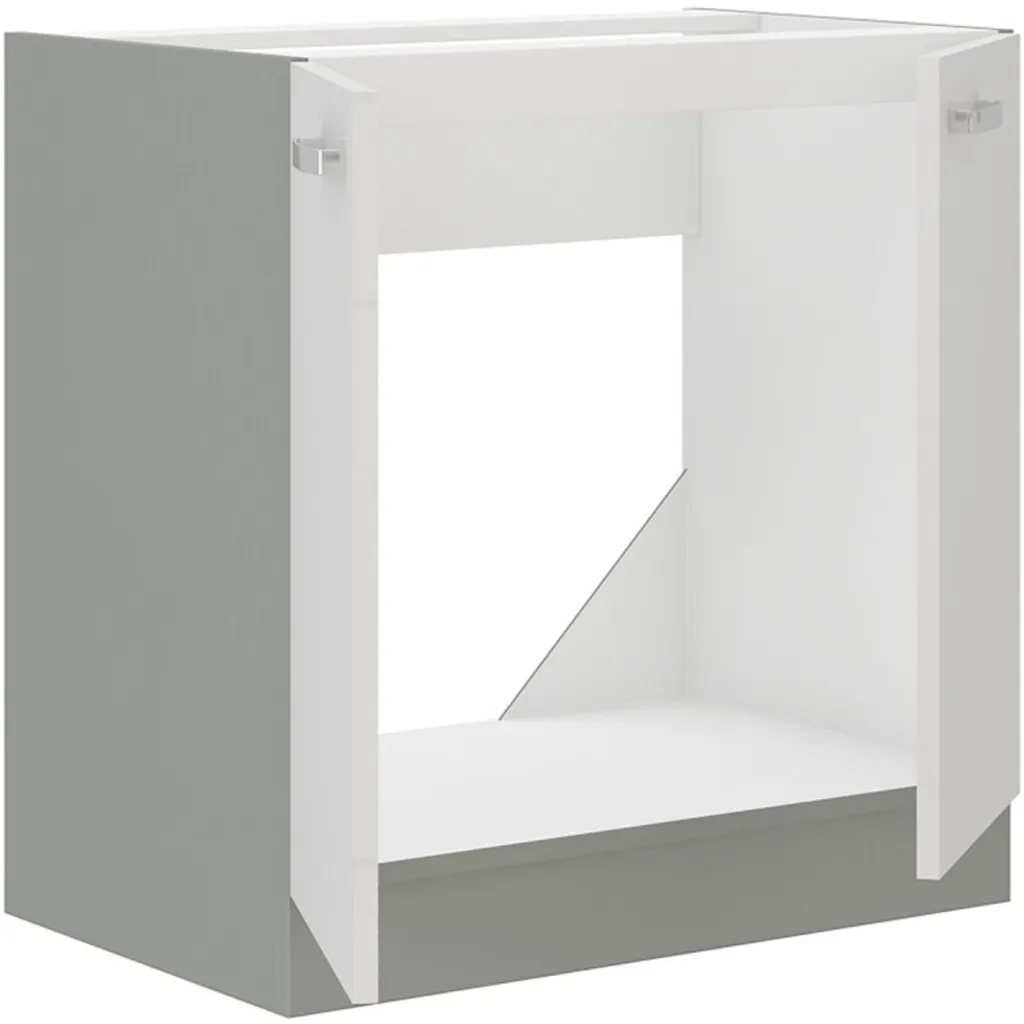 Sous-évier de cuisine ULLERIKE gris et blanc - Meuble de rangement 80cm