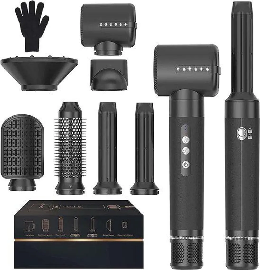 Brosse à cheveux 7 en 1 multifonction pour sécher, lisser et boucler