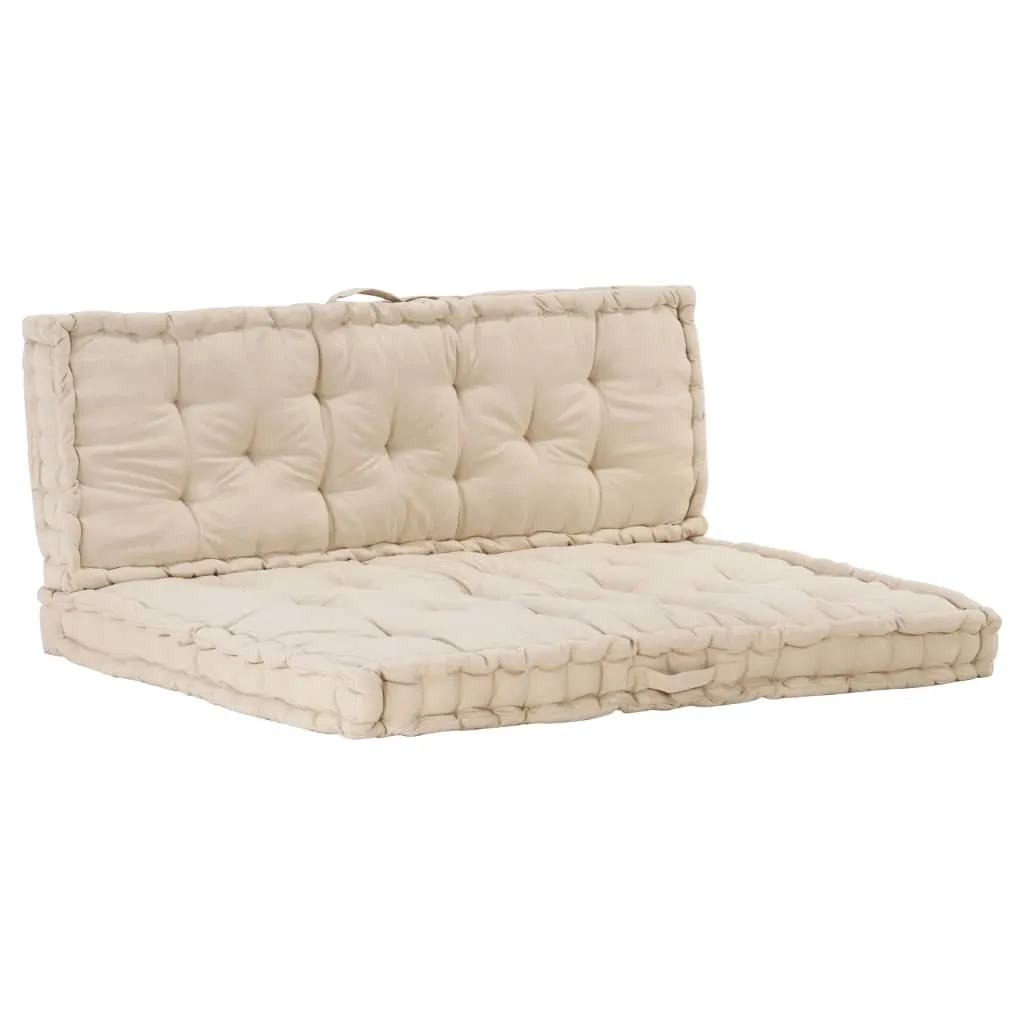 Lot de 2 coussins pour canapé palette en coton beige pour salon de jardin