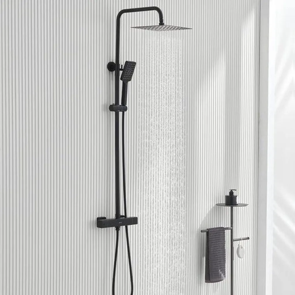 Colonne de douche thermostatique avec pommeau de tête et jet économe
