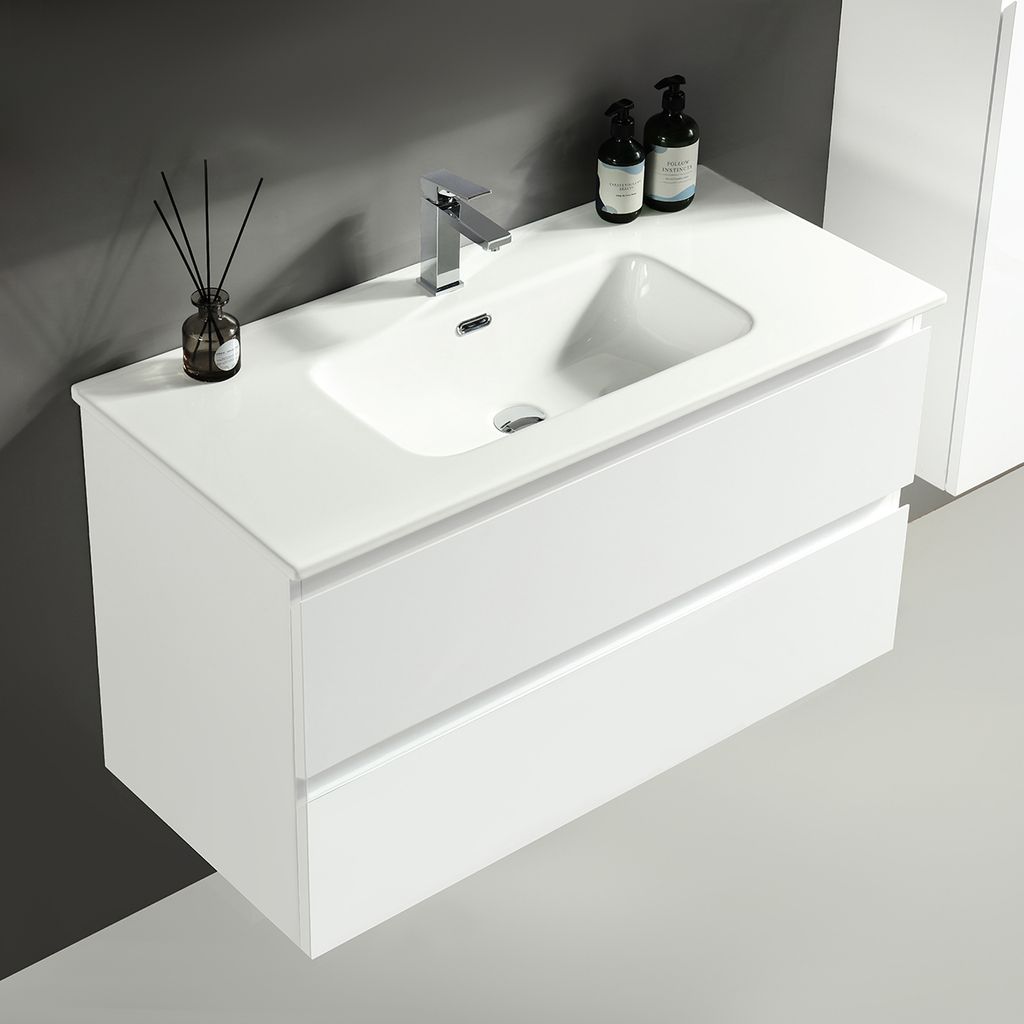 Alpenberger Waschbecken mit Unterschrank 100 cm Breit | Waschbeckenunterschrank Waschtisch Gäste WC | Badezimmermöbel Badmöbel Set Badschrank H...