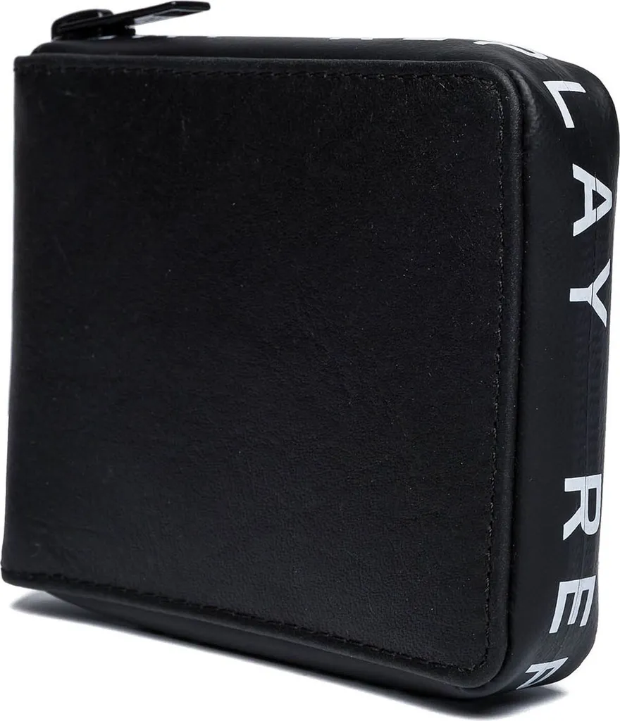 REPLAY Pelle portafoglio Zip Around Wallet Black nero