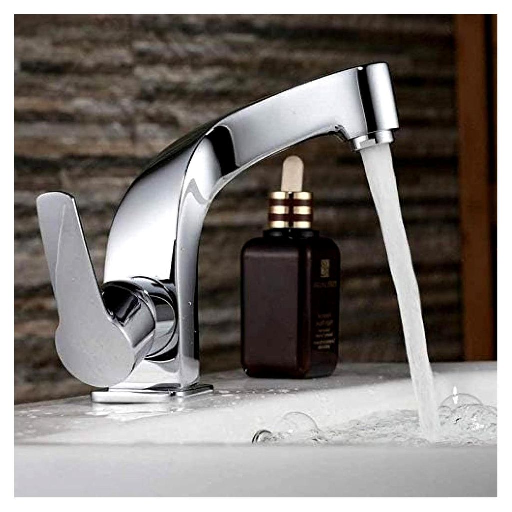 Badezimmerarmatur, verchromter Einhebelmischer, Einlochmontage, flach montierter Waschbeckenarmatur