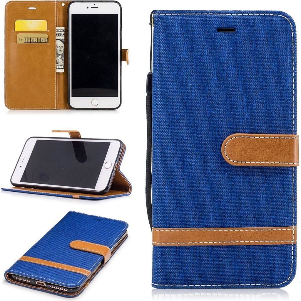 Tasche für Apple iPhone 8 Plus Jeans Cover Handy Schutz Produktbild 