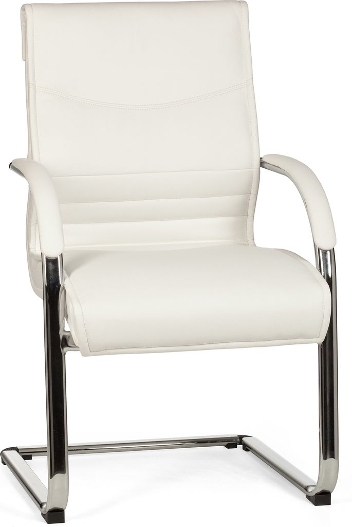 FineBuy Freischwinger Besucherstuhl Bezug Kunst-Leder | Design Schwingstuhl mit Armlehnen | Meetingstuhl ergonomisch mit Kippschutz | Konferenzstuh...