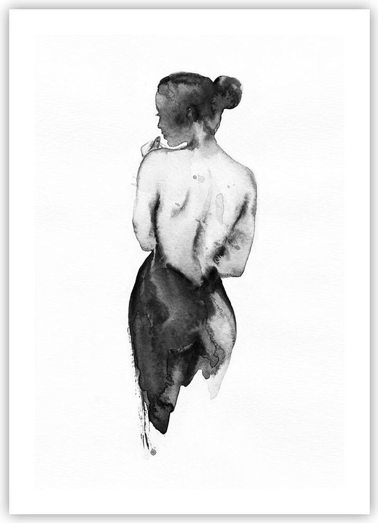 Poster - Poster ohne Rahmen - Aquarell Frau Nacktheit - 50x70 cm - Wand Bild - Wanddeko - Wandbilder - Kunstposter - Wandposter - Bilder - Kunstdru...