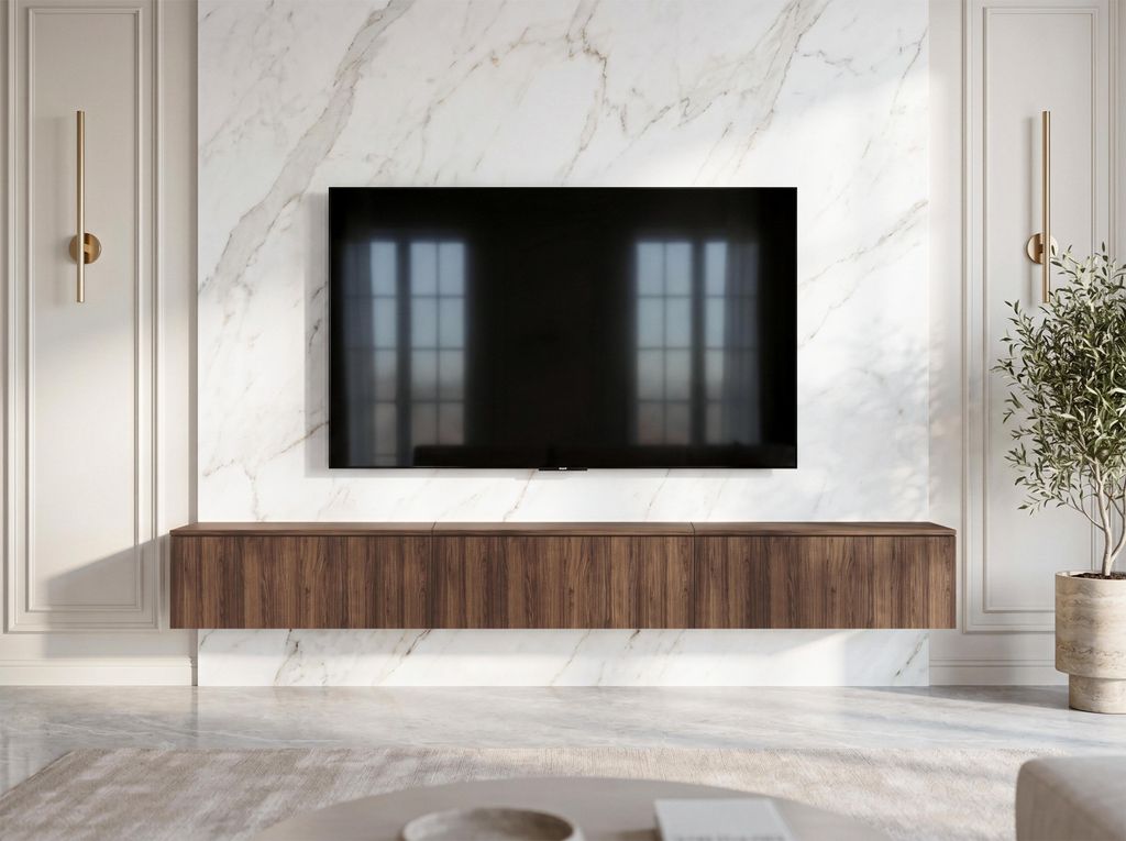 AX LIVING Barvo 3x100 TV Kommode Lowboard Dunkelbraun Produktbild 
