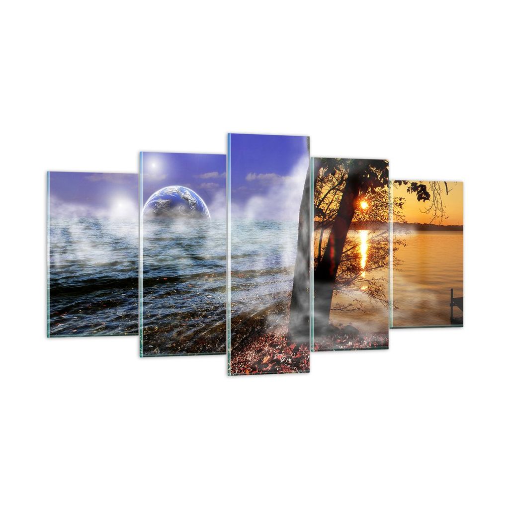 Bilder auf glas - Abstraktion Umwelt Erde - 160x85cm - Glasbilder - Wandbilder - Kunstdruck - zum Aufhängen bereit - Wanddekoration aus Glas - Gla...