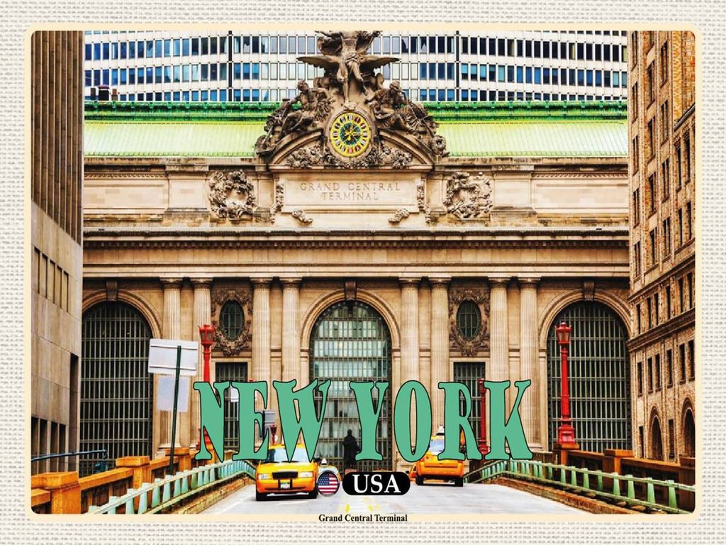 vianmo Holzschild 30x40 cm New York USA Grand Central Terminal Bildmotiv Reisemotiv Abenteuer Reisen