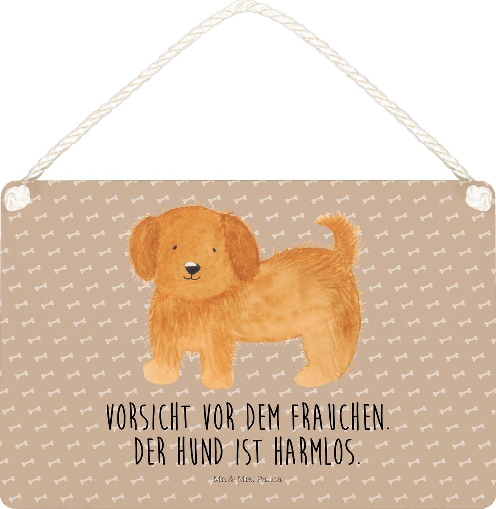 Mr. & Mrs. Panda Deko Schild Hund Flauschig DIN A5 - Hundeglück - Geschenk, Holzschild, Witzig, Türschild, Sprüche, Hunde, Wandbild Holz, Niedli...