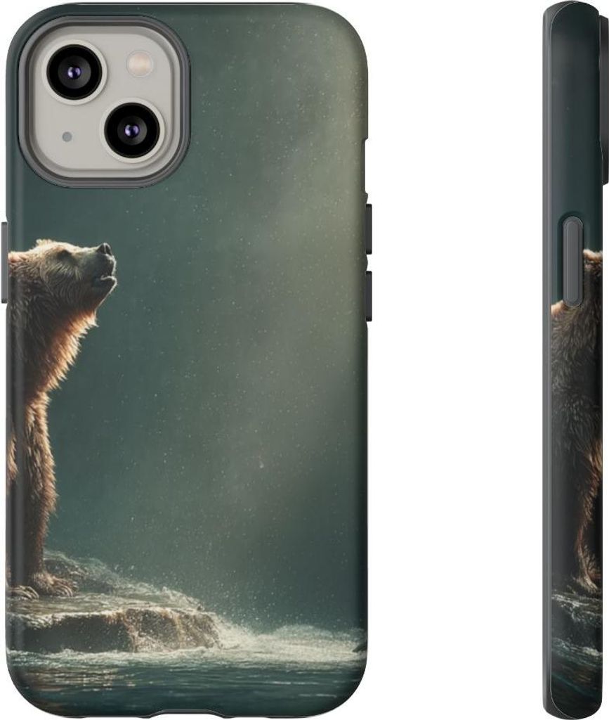 Braunbär am Fluss mit Lachs – Hülle Kompatibel mit iPhone 14