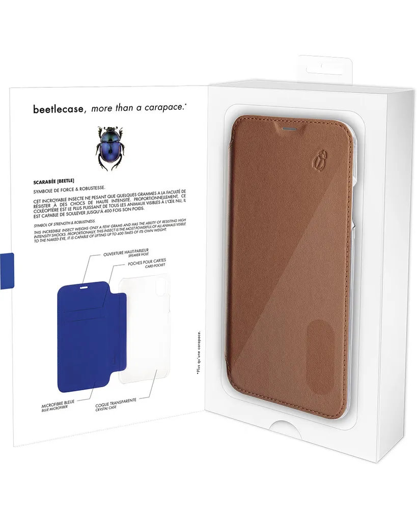 Housse Folio iPhone XR Beetlecase Ectf61Br en Cuir Véritable Marron Camel - 4
