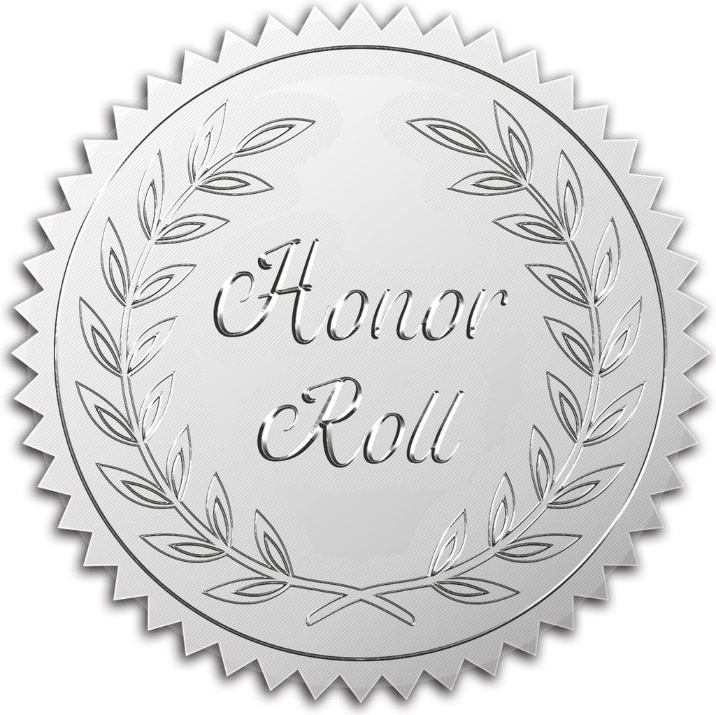 CRASPIRE 5 cm Folienaufkleber Honor Roll, 100 Stk. Silber