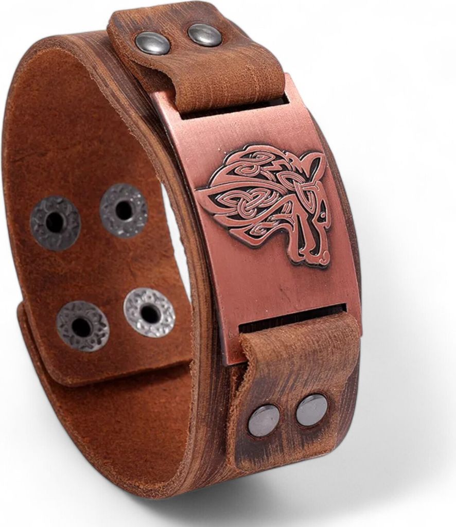 Wickinger Wolf Silber Bronze Gold Armband verstellbar Mittelalter Bronze