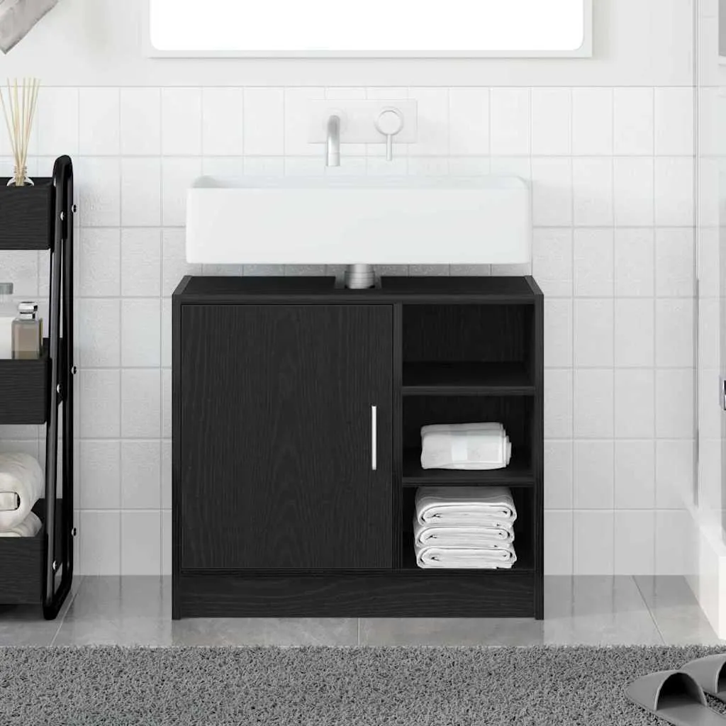 Bladez Mobile Sottolavabo Nero Effetto Rovere 100x39x62 Cm - Armadietto Da Bagno Salvaspazio Con Ante