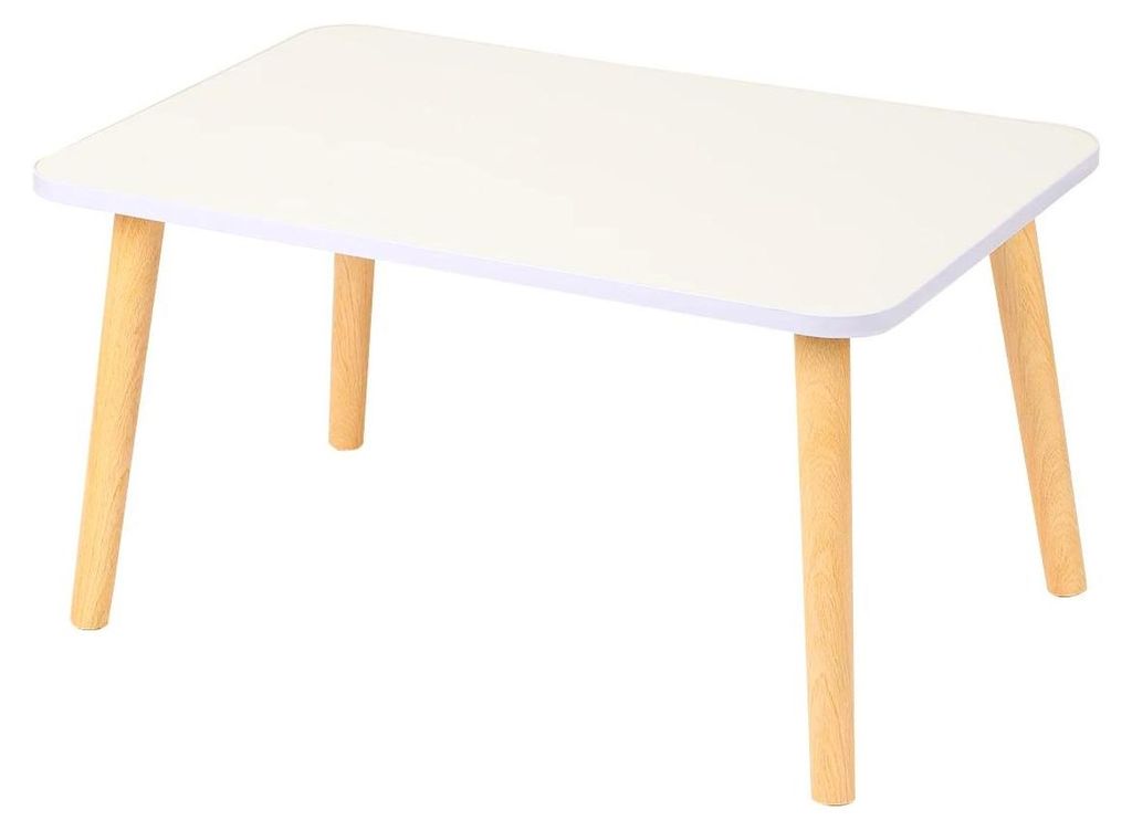 Kleiner Couchtisch - Kaffeetisch - 60×40×32 cm - Rechteckig - Holzrahmen - Minimalistisch modern - Ohne Stauraum - Zur Montage - Weiß