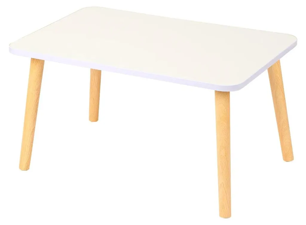 Table basse rectangulaire 60x40x32 cm bois blanc style minimaliste