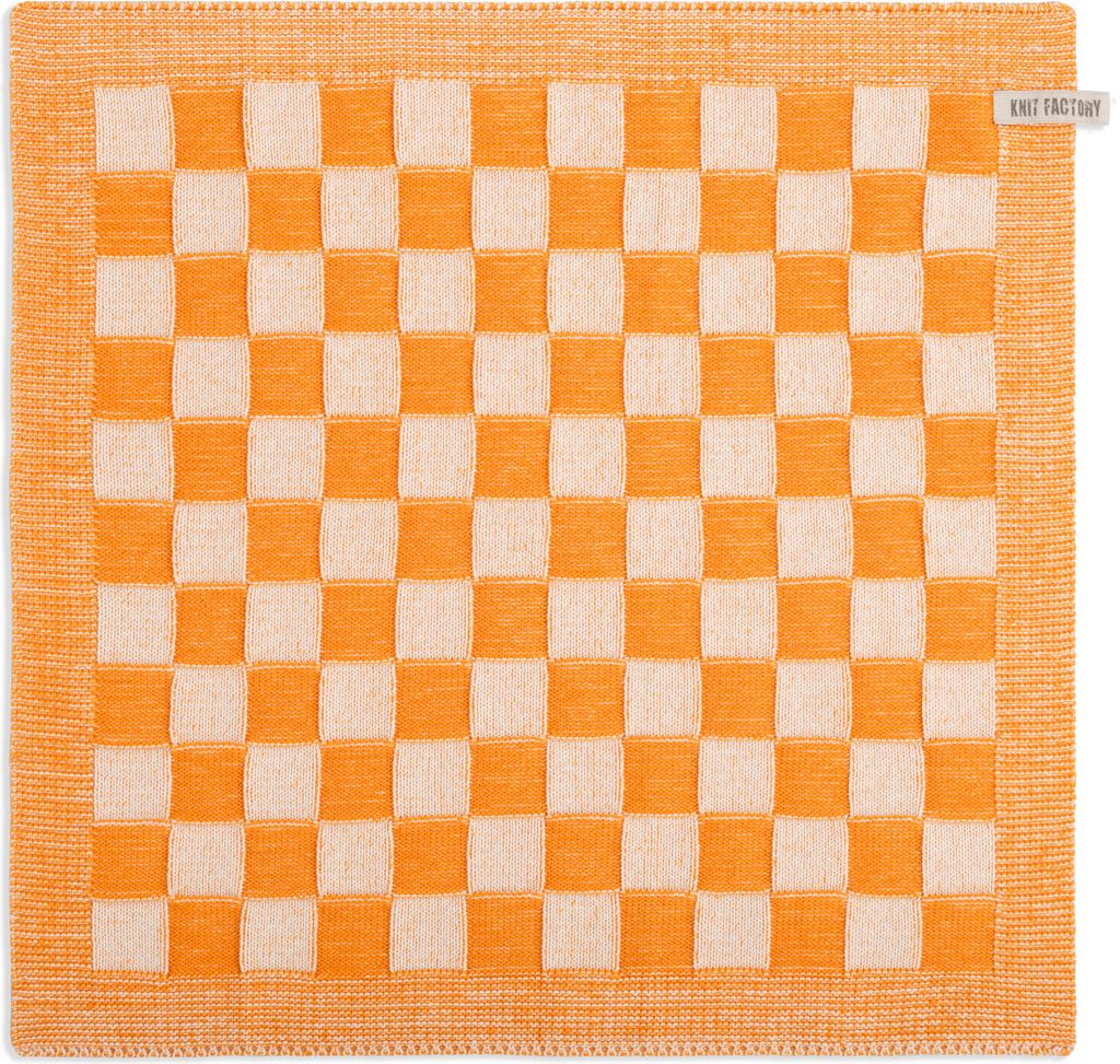 Knit Factory Küchentuch Block - Ecru/Orange - 50x50 cm
