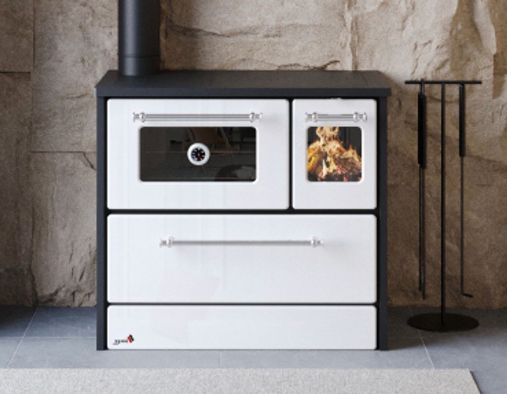 Küchenofen Holzherd 701-G Omega weiß, linke Version - 9,18 kW