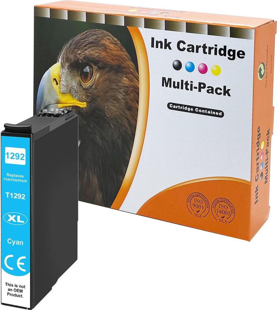 D&C Tintenpatronen ersetzt Epson T1292 Cyan, kompatibel mit WorkForce WF-3520 WF-3540 WF-7515, Stylus SX235W SX425W SX445W
