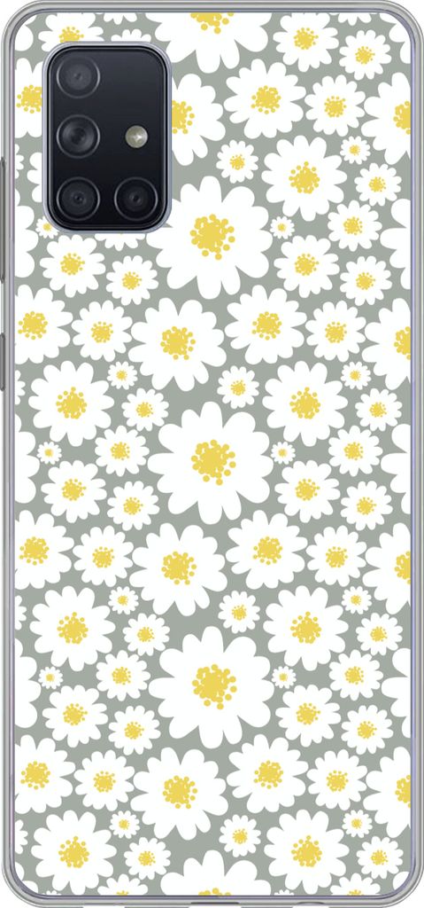 MuchoWow Handyhülle Schutzhülle Hülle für Telefoonhoesje Samsung Galaxy A51 Mädchen - Gänseblümchen - Blumen - Muster - Mädchen - Weiß -...
