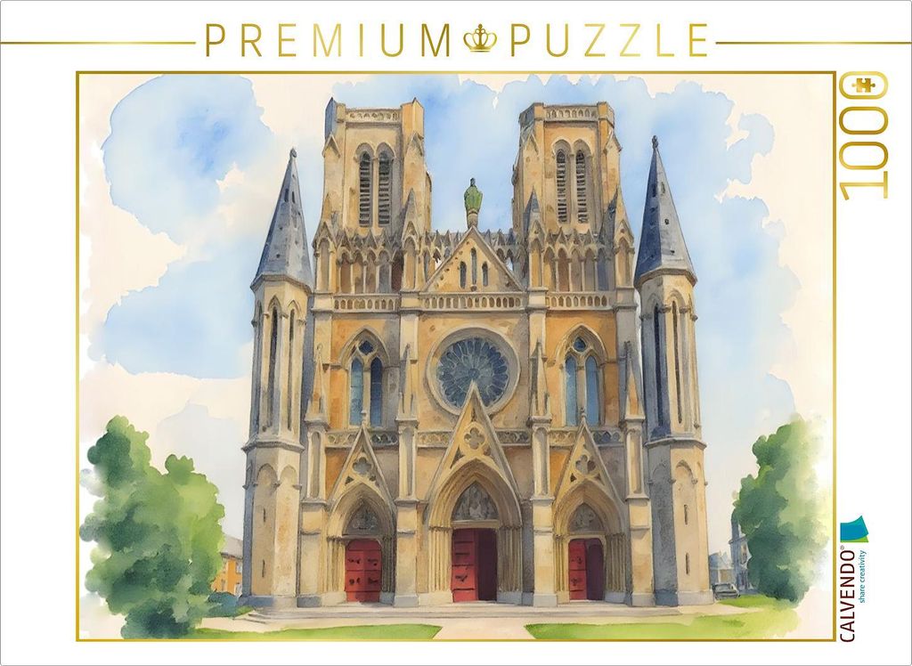 CALVENDO Puzzle L'Èglise Notre Dame in Avraches | 1000 Teile Lege-Größe 64x48cm Foto-Puzzle für glückliche Stunden