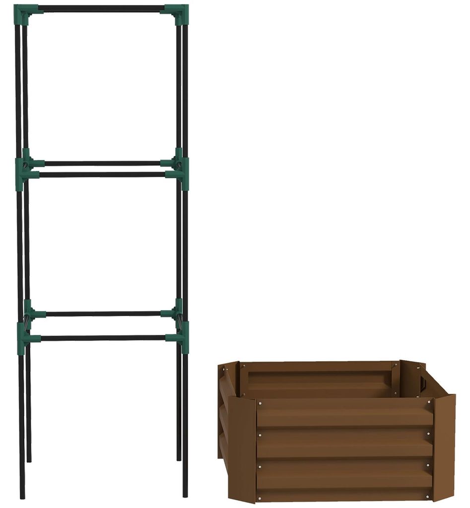 Hochbeet mit Rankgitter Pflankasten mit Rankhilfe, offener Boden