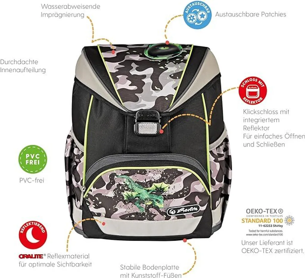 Sac d'école herlitz UltraLight Plus pour l'École Primaire Design Dragon