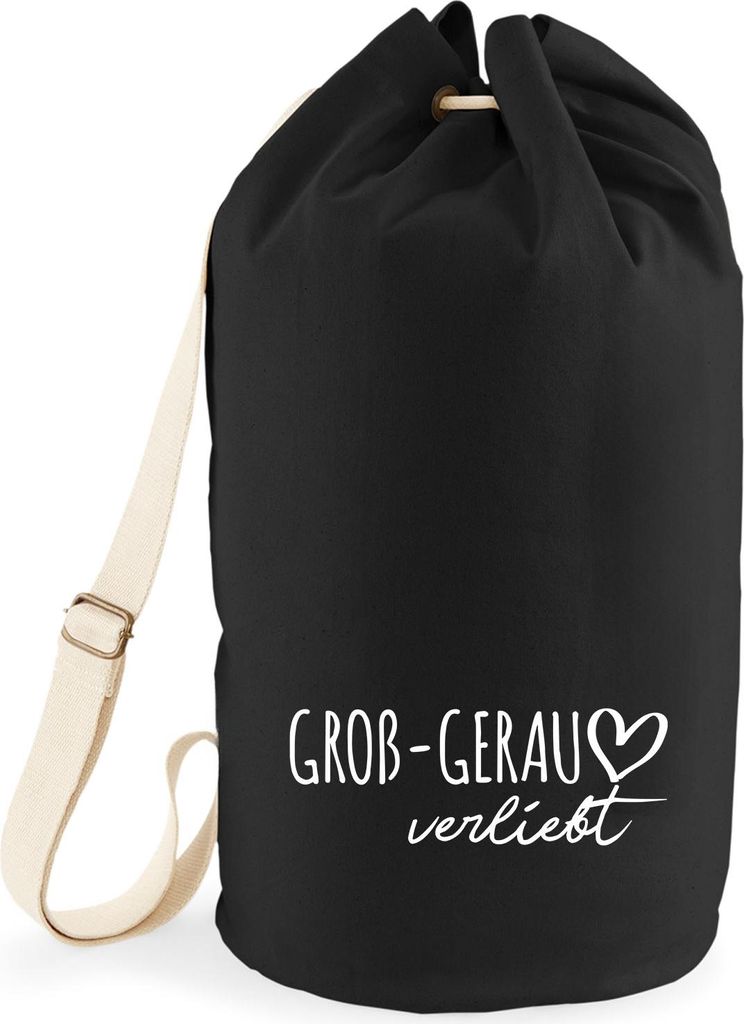 Huuraa Seesack Groß-Gerau verliebt 20 Liter Black Baumwolle Rucksack Geschenkidee