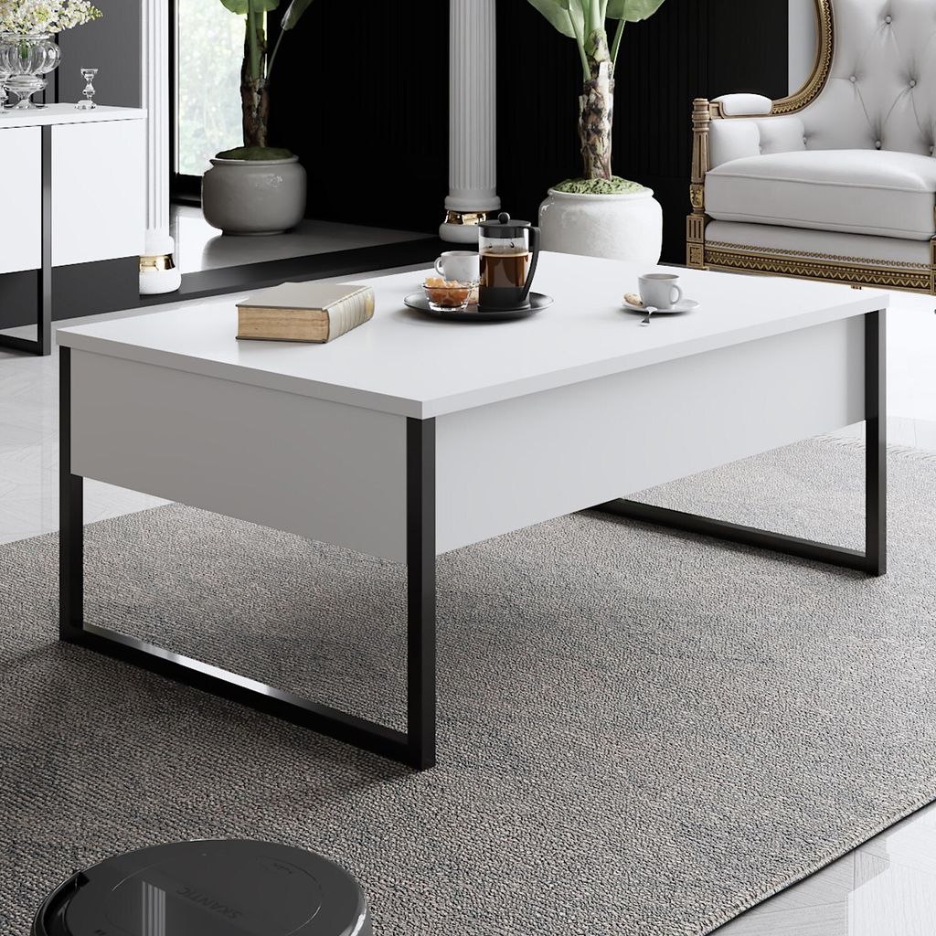 Skye Decor, Luxe - White, Black, Couchtische, Weiß, 90 x 40 Produktbild 