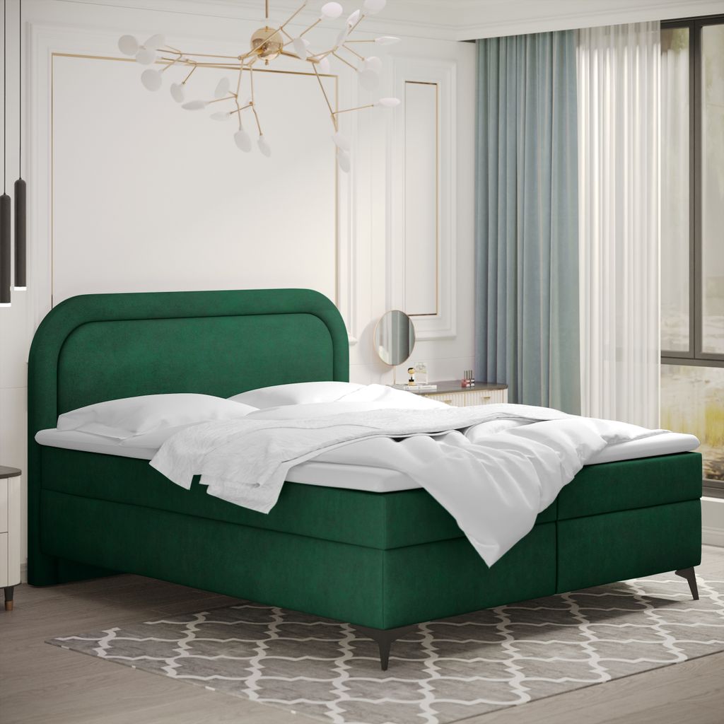 Kaiser Möbel Boxspringbett mit bettkasten und topper Valentino, mehrere Größen Noel 140x200 cm Grün