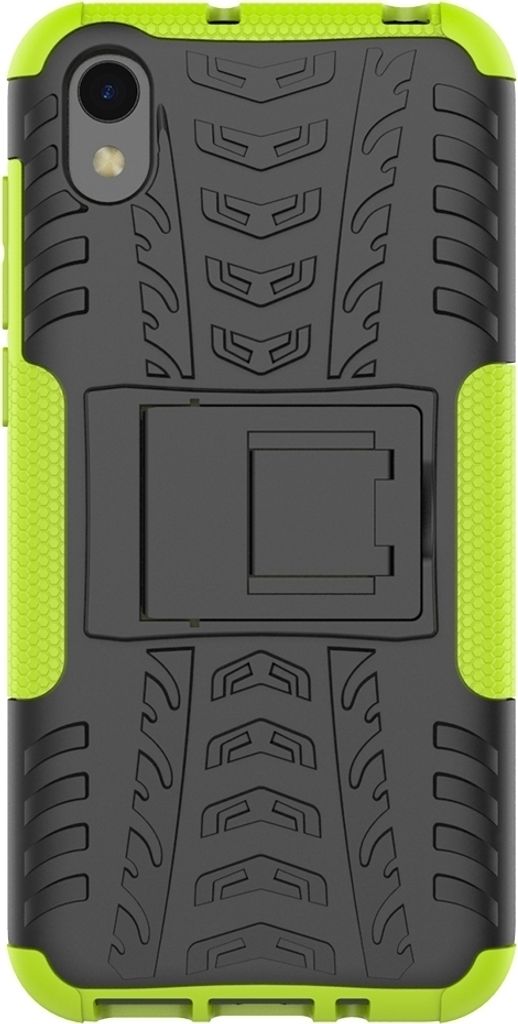 Mobigear Tire HONOR 8S Hülle Hardcase Backcover Stoßfest mit Ständer - Schwarz / Grün