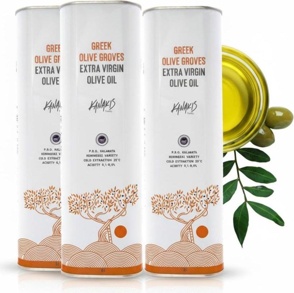 Kanakis | Olivenöle 3x1 L - Kaltgepresst - Fruchtiger Duft - Aus Griechenland - EV Classic - Natives Olivenöl Extra - milder Geschmack - Frisch