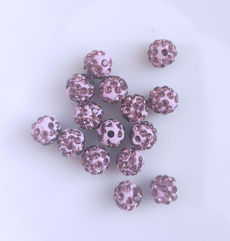 Shamballa Perlen, glitzer, 10 mm, 10 Stück, Lila