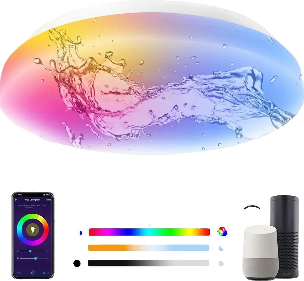 Plafonnier LED Étanche 20W Blanc avec Contrôle Intelligent à Distance